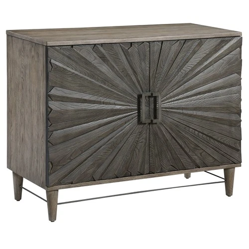 Uttermost 25085 Shield 40"W 4 Shelf Solid Wood Accent Cabinet - Ebony / Gray - Picture 8 of 9