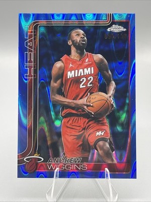 2025-26 Topps Chrome Update Andrew Wiggins #128 Blue Raywave Refractor /150 Heat
