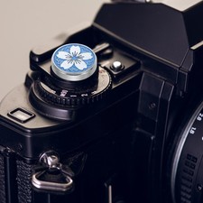 2Pcs Shutter Button Blue Camera Soft Release Button Adhesive, for Fuji