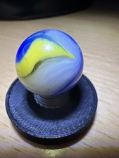 Vintage Akro Agate Popeye Marble Blue Yellow 0.62