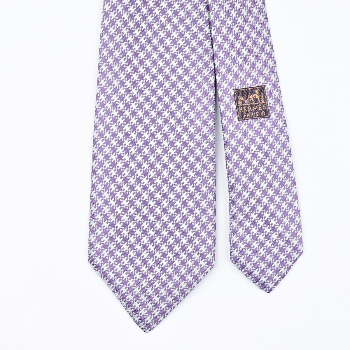 HERMES TIE 759037 T Figure H Striped in Purple Woven Silk Necktie