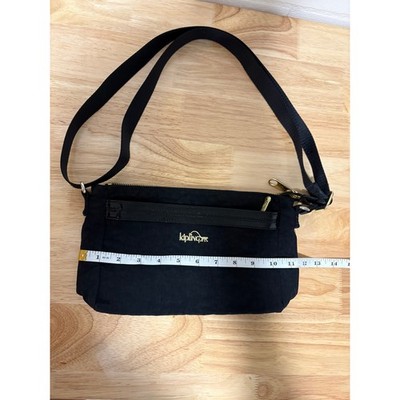 Kipling Black Crossbody Shoulder Bag Gold Hardware Pink Interior Zip Pockets