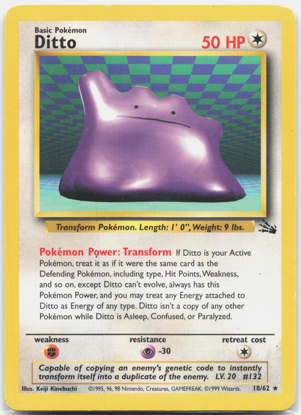Ditto (18) Rare Fossil FO Colorless Unlimited 18/62 1999 MP