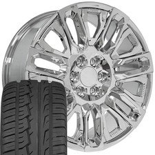 22x9 Chrome 14133 Wheels 28545r22 As Tires Set Fit Silverado Tahoe Suburban