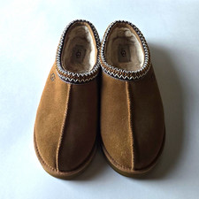 UGG Tasman Brown Suede Shearling Lined Slip-On Slippers Rubber Sole US 9