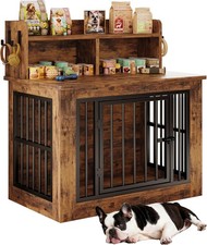 Dog Crate Furniture 33.4 inches Wooden Small Dog Crate with Storage and 4 Hooks