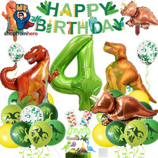 XXL Dino Geburtstagsdeko | Jungle Party 4 Jahre | 40 Stück Deko für Jungen