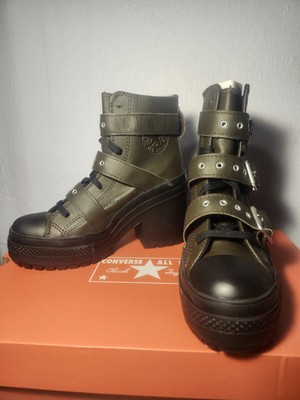 Converses Chuck 70 De Luxe Heel Boots Womens 7.5 Leather Buckle Biker NEW in Box