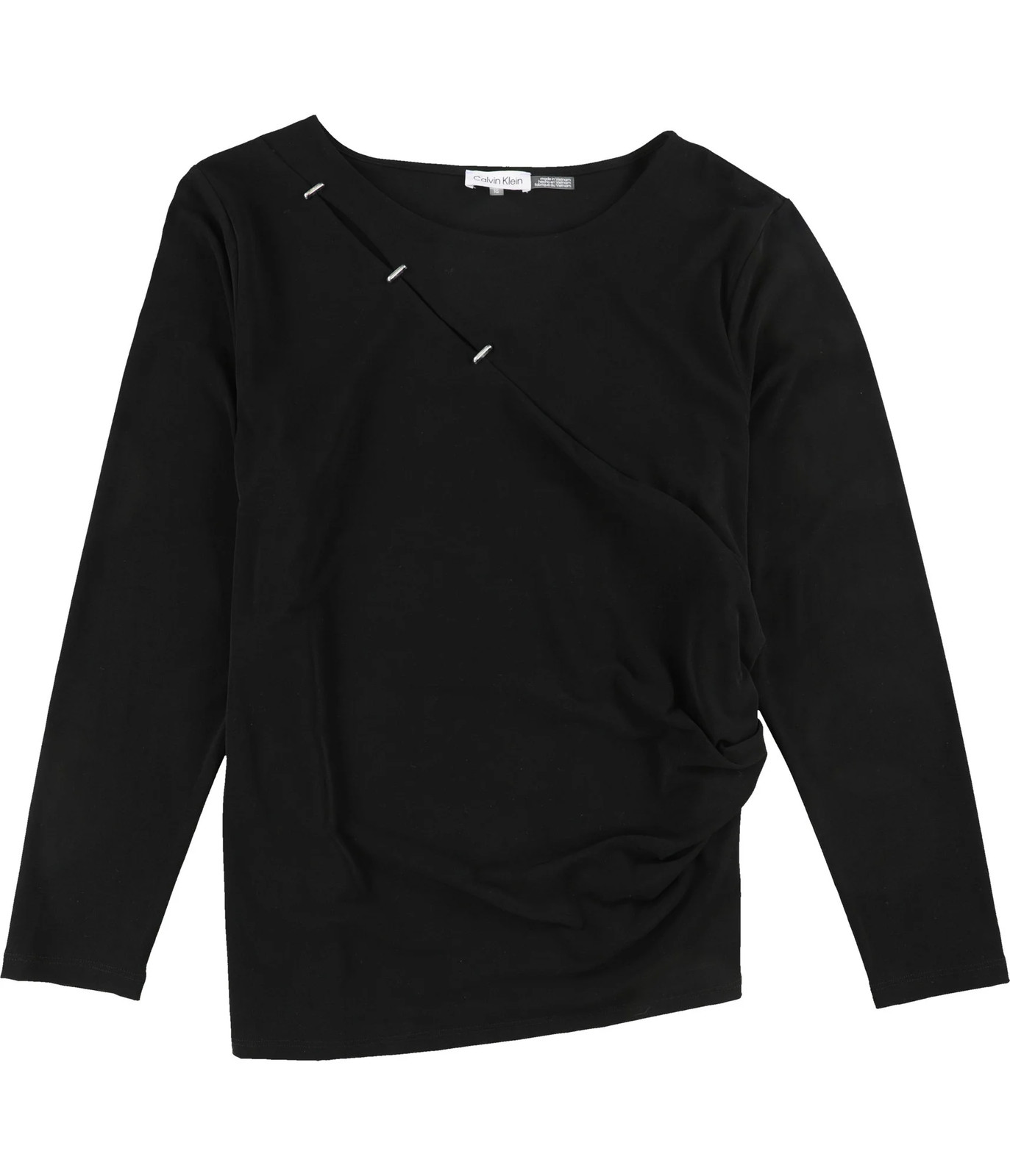 Calvin Klein Womens Split Seam Pullover Sweater, Black, X-Large