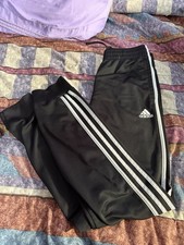 adidas youth L Black/White 3-Stripe Jogger Pants 30" inseam 24 waist
