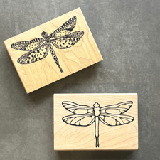 Stamping Bug Dragonfly Rubber Stamp Set Two-Step Technique Outline and Design