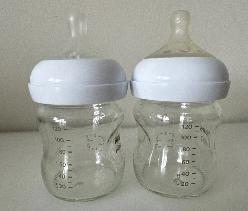 (2) Biberones de vidrio natural Philips Avent 4 oz *SIN TAPA* Foto 2 de 4