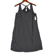 Old Navy Tunic Dress Womens Large Black White Printed Scoop Neck Lightweight NWT
