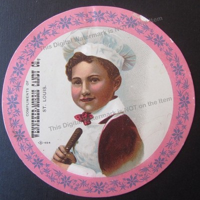 1890s Wenneker Morris Candy Co St. Louis Trade Card Little Boy Baker Rare 