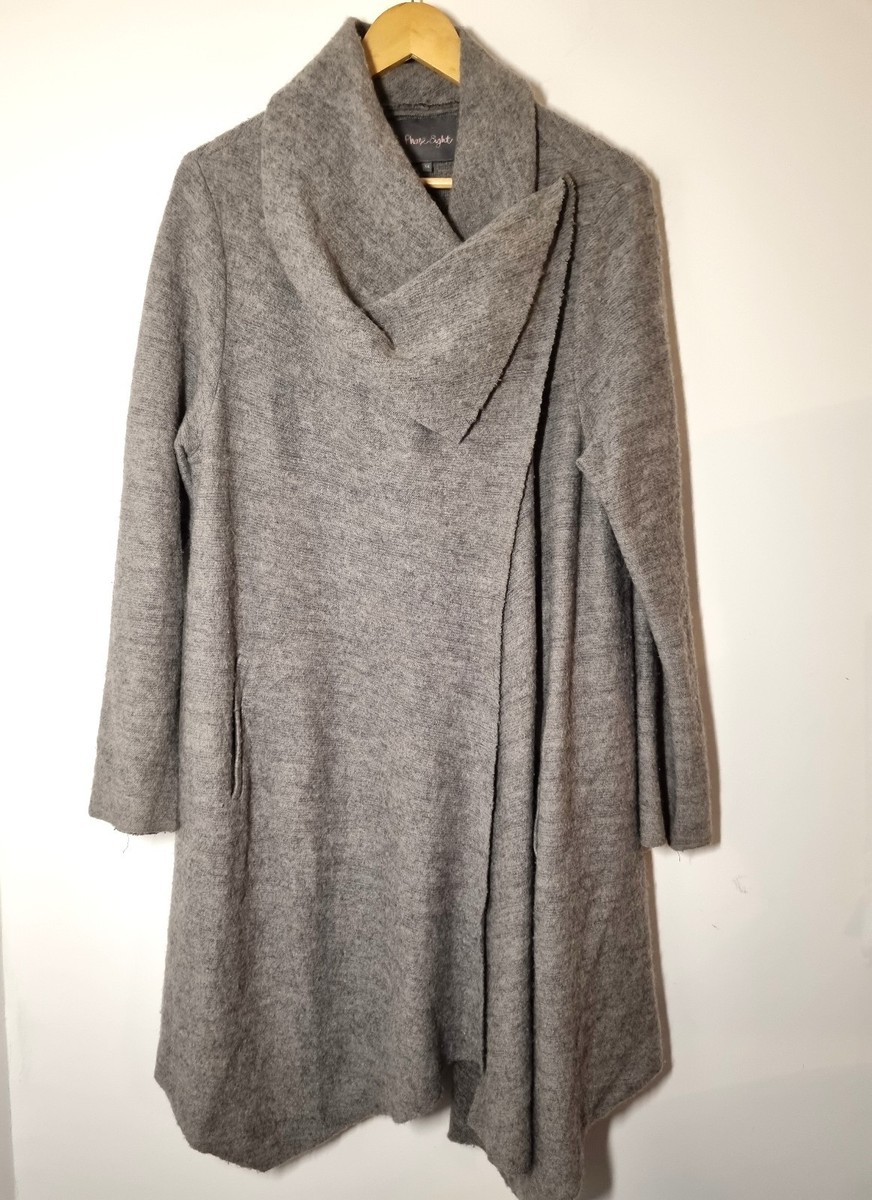 Phase Eight Bellona Coatigan Size 14 Grey Cowl Neck Wrap Coat Wool Blend