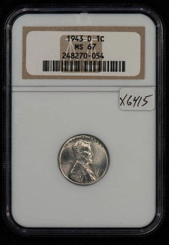 1943-D 1c Lincoln Wheat Steel Small Cent - Frosty - NGC MS 67 - SKU-X6415