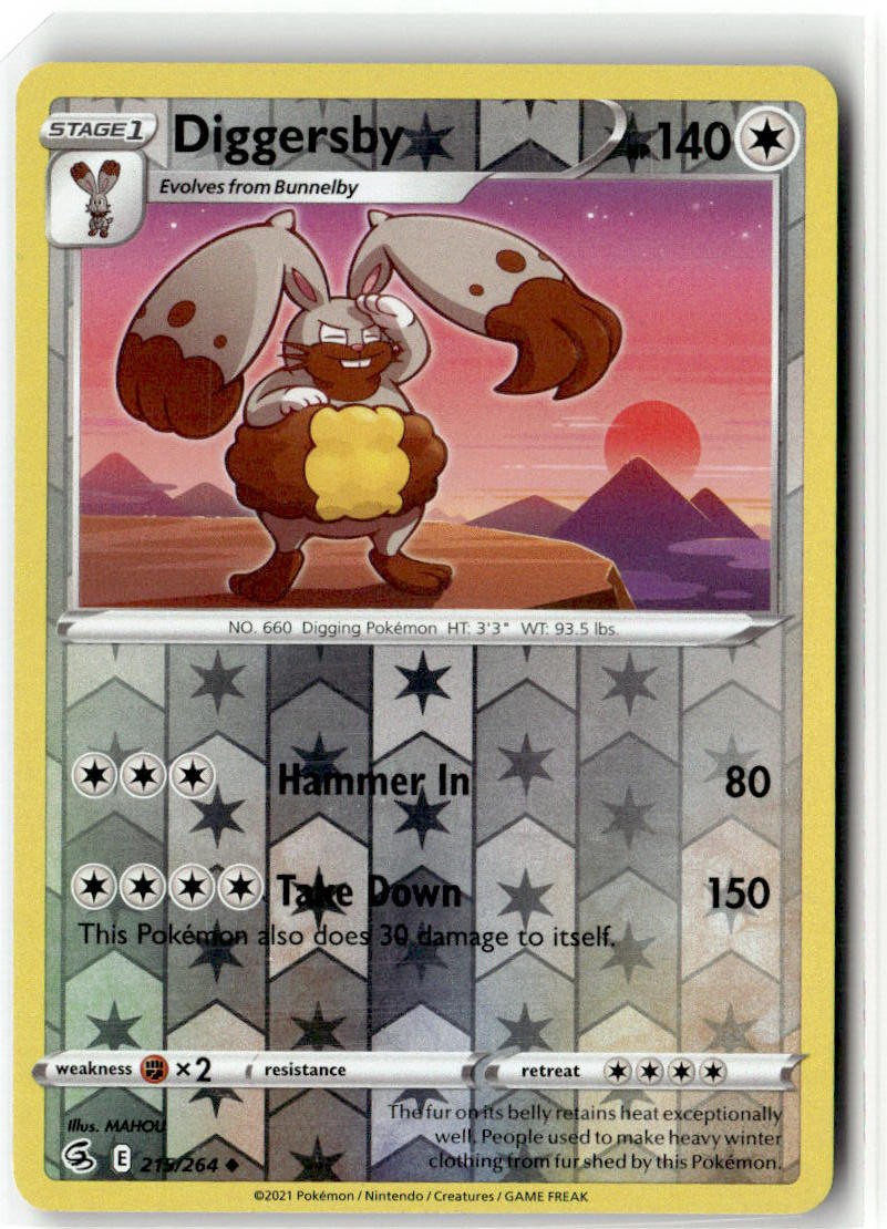 Diggersby 215/264 Uncommon Fusion Strike Pokemon Reverse Holo NM/M
