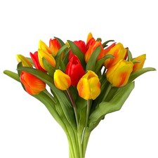 Künstlicher Tulpenstrauß 32cm. Kunstblume Blumenstrauß Frühling. Gelb-Rot