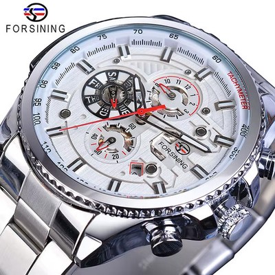 FORSINING Mechanische Handaufzug Edelstahl Uhr - Mode Lässig