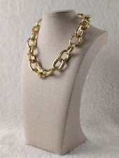 Chunky Gold Tone Oval Link Chain Necklace Modern Statement Collar