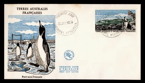 DR WHO 1968 FRENCH ANTARCTIC FSAT FDC KERGUELEN PENGUIN AIRMAIL M76683