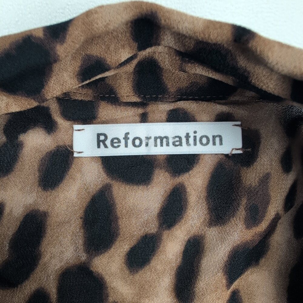 Reformation Leopard Print Button-Down Blouse Sz M - image 5