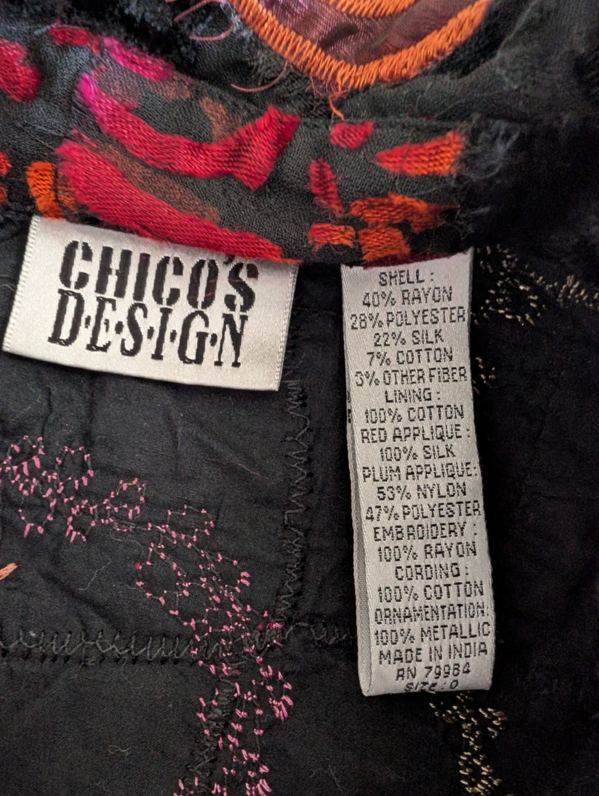 Chicos Design jacket artsy patchwork tapestry boh… - image 5