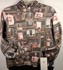 Jordan 95F089 Brooklyn Printed Fleece Pullover Hoodie Boys' Medium, Black