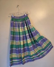 Vintage Crisp Taffeta Plaid Super Full Skirt Possibly Handmade