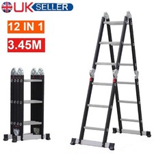 3.45M 12 IN1 Heavy Duty Aluminium Combination Step Ladder Foldable Multi-Purpose