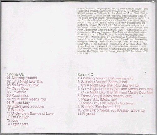 KYLIE MINOGUE "Light Years" LTD ED AUSSIE TOUR 25Tk 2CD SET w/11 BONUS MIXES - Picture 2 of 2