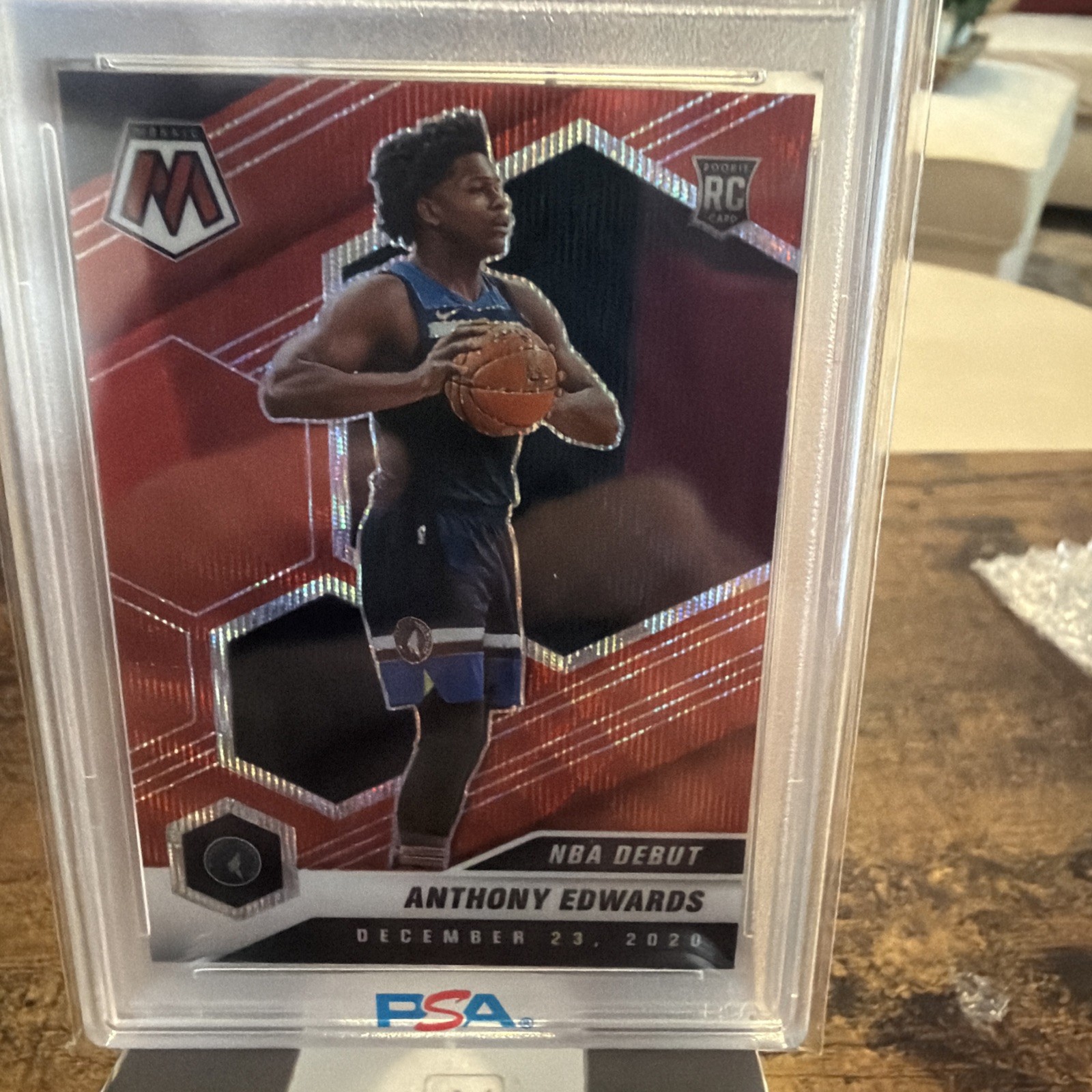 Anthony Edwards 2020 Mosaic Red Wave Rookie #261 TIMBERWOLVES RC PSA 10 view 7