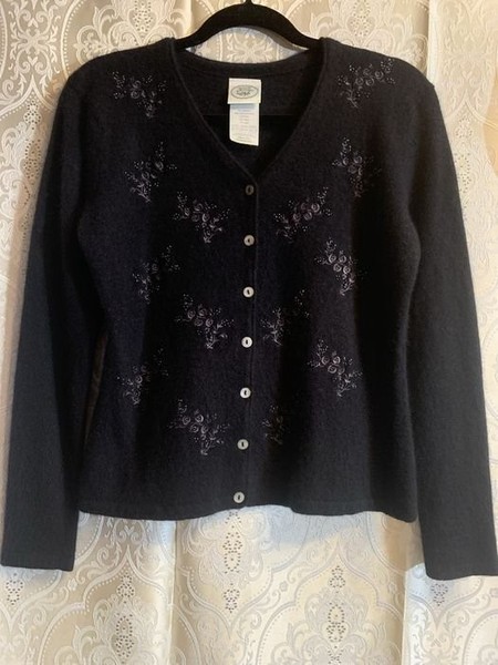 Women Laura Ashley Sweater Grey Wool 38