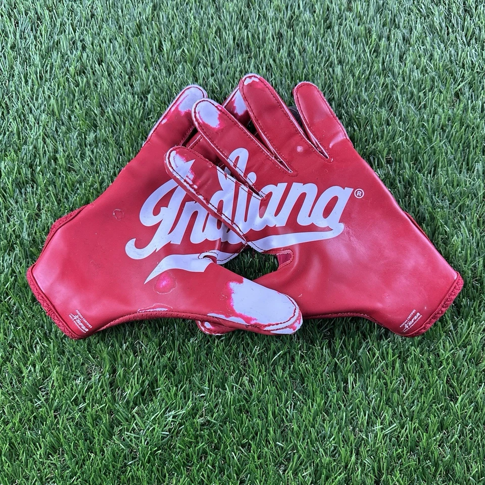 Adidas Indiana Hoosiers Rojo/Blanco Escritura XXL IU Equipo Emitido Guantes de Fútbol Usados Foto 2 de 4