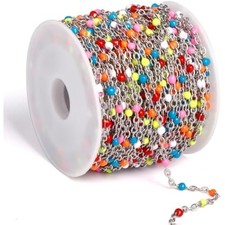 33 Feet Stainless Steel Enamel Chains Bulk, 2mm 304 Stainless Steel Co