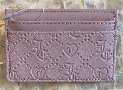 💠JUICY COUTURE Cardholder Dusty Pink / Mauve Monogram Gold Heart New FREE SHIP - Picture 2 of 7