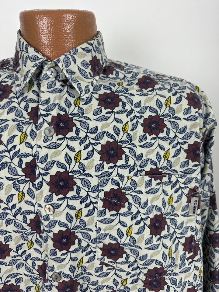 Vintage 90s Floral Shirt Men M Boxy Button Up Flower Vine Autumn GUESS USA Made - Image 3 of 4