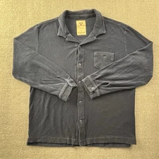 Oas Shirt Adult Medium Blue Button Up Long Sleeve Terry Cotton Casual Men's