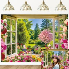 7x5 Ft Spring Floral Natural Scenery Window Photography Backdrop Party