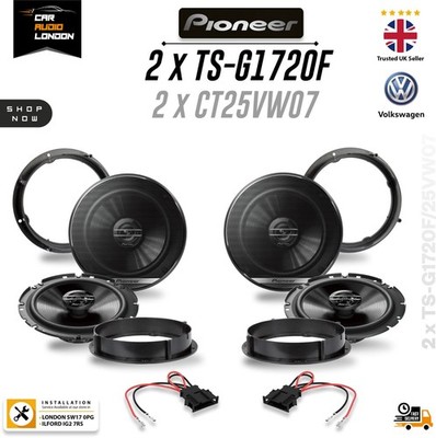 Pioneer TS-G1720F 17cm 300W Coaxial Car Speakers + VW Front Rear Adapter