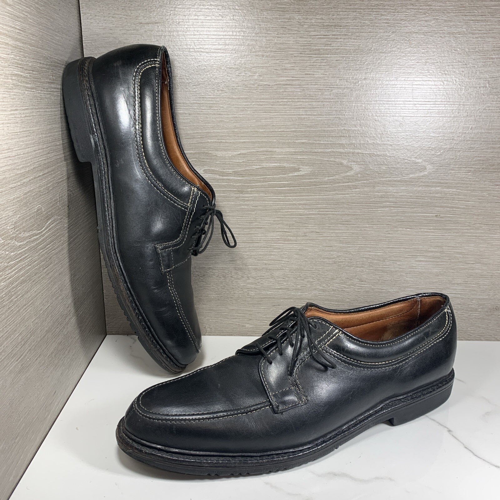 SAOLA Scarpe eleganti Oxford Allen Edmonds da uomo 13 A Wilbert 1911 in pelle nera punta berretta