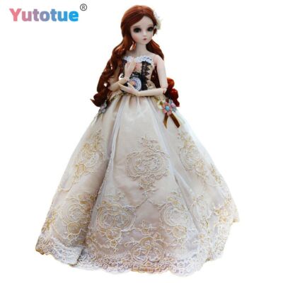 Yutotue 24 inch Height 18 Joints Body Girl Doll with Dress Curly Wigs BJD Toy