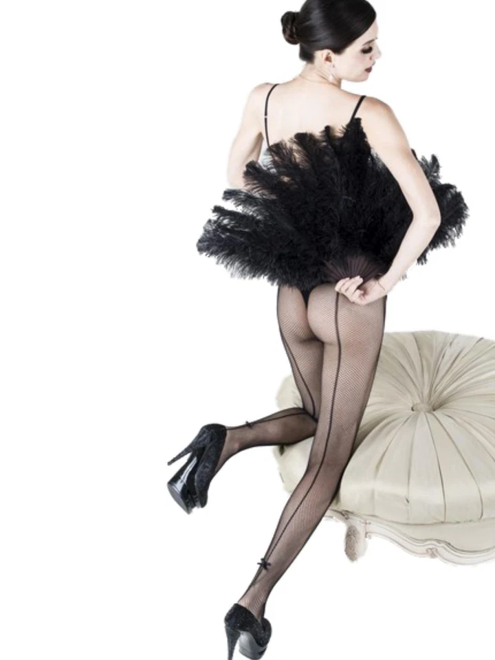 Pantimedias de red Killer Legs talla grande costura trasera pajarita negra, Queen 168YD022Q Foto 2 de 4