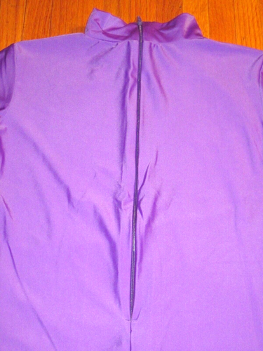 Plus Size Shiny Purple Long Sleeve T Neck Footed Unitard Size 2XL-16-18 New - Picture 6 of 7