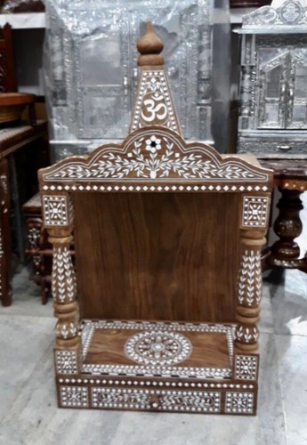 Großer handgefertigter indischer Tempel aus Palisander mit Intarsien, Mandir (Hindu Pooja) 18 x 12 Zoll - Bild 1 von 2