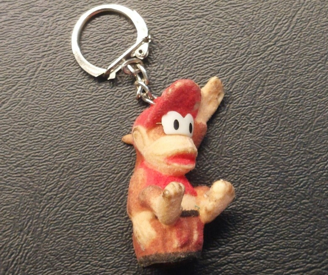 Rare Vintage Nintendo Donkey Kong 2” Flocked Keychain Figure