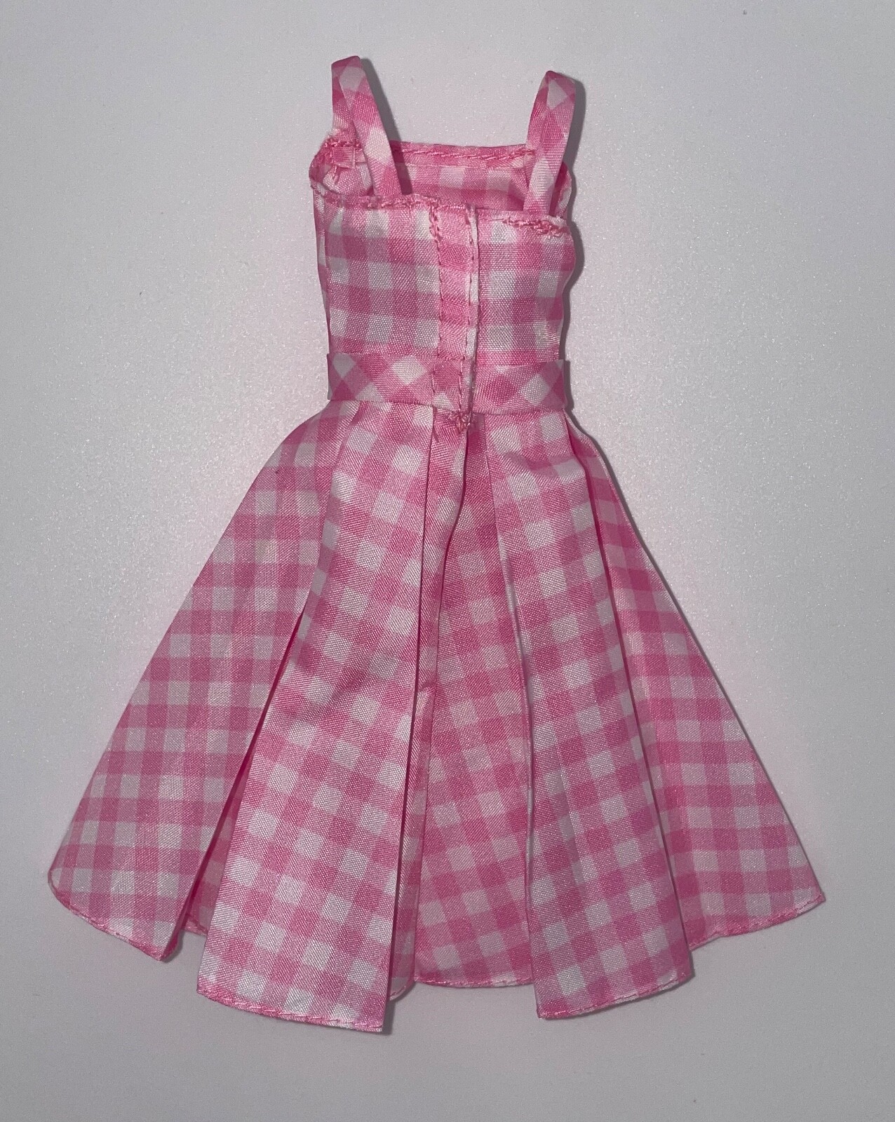 Barbie Movie Perfect Day Fashion Doll Outfit Pink & White Gingham Pleated Dress