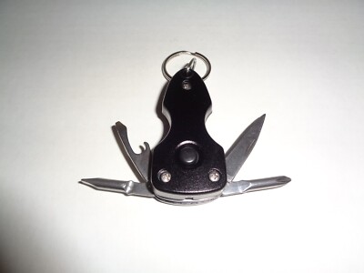 6 in 1 Keychain Pocket Multi-Tool Stainless Steel with LED Flashlight New