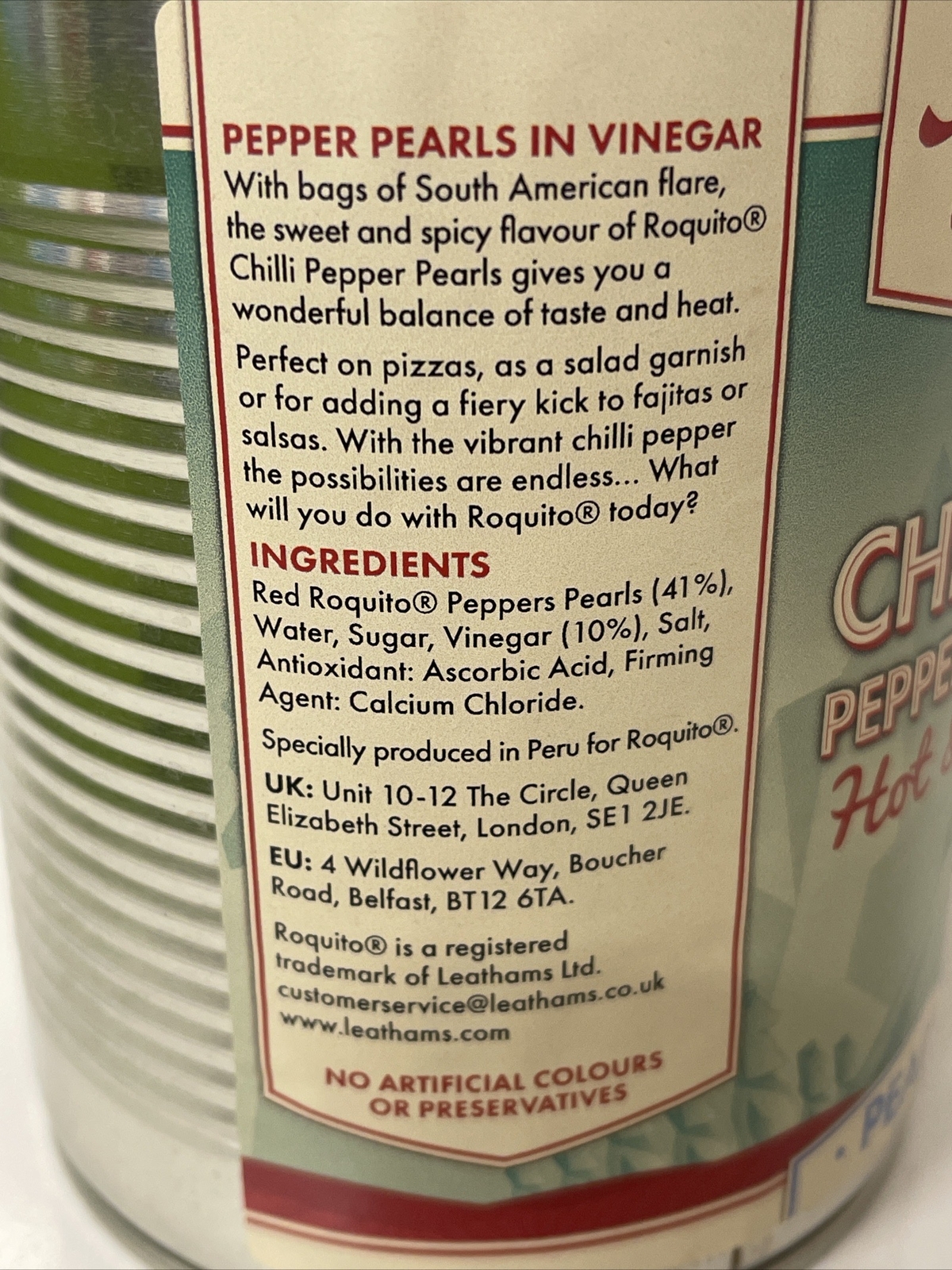 Roquito Hot & Sweet Chilli Pepper Pearls 325g Drained Vegan