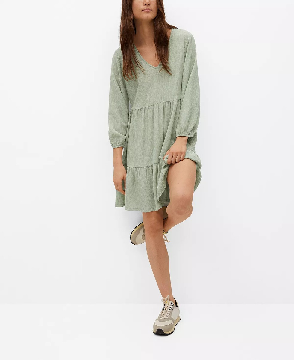 short pastel green dress Cute Light Green Puff Sleeve Babydoll Dress main image 1